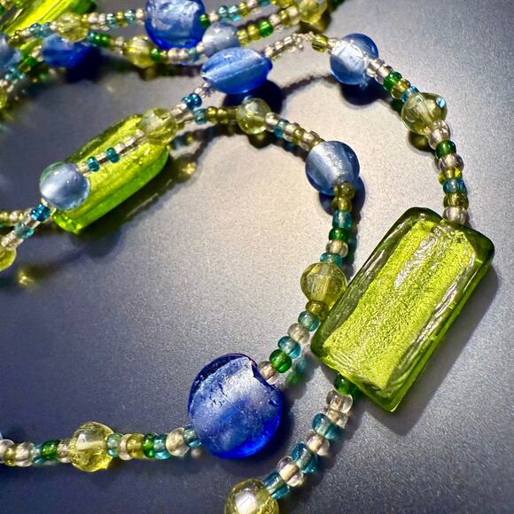 Gorgeous Handcrafted Blue & Green Artisan Glass Beaded Set - Picture 8 of 10